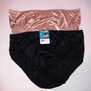 Set of 2 Vanity Fair Panty Hi Cut 5XL 12 Black Beige Light Control Under Shapers